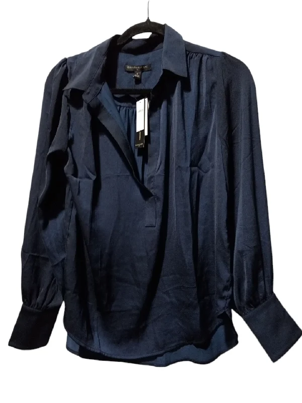 Blouse Long Sleeve By Banana Republic In Navy, Size: S