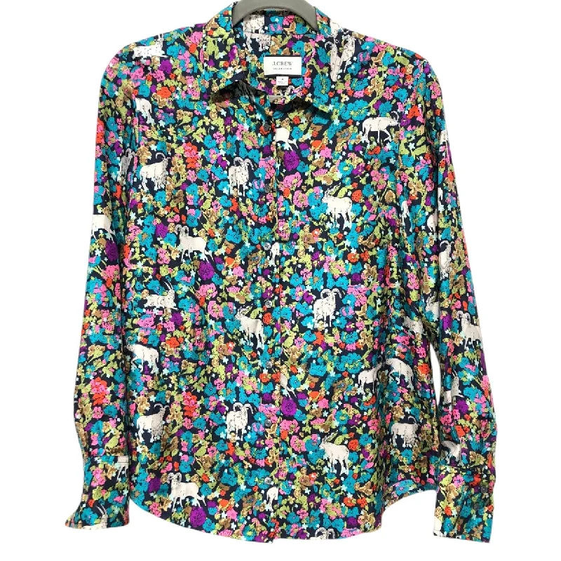 Blouse Long Sleeve By J. Crew In Multi-colored, Size: 4