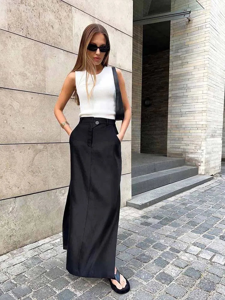 Loose Elegant Ankle-Length Skirt