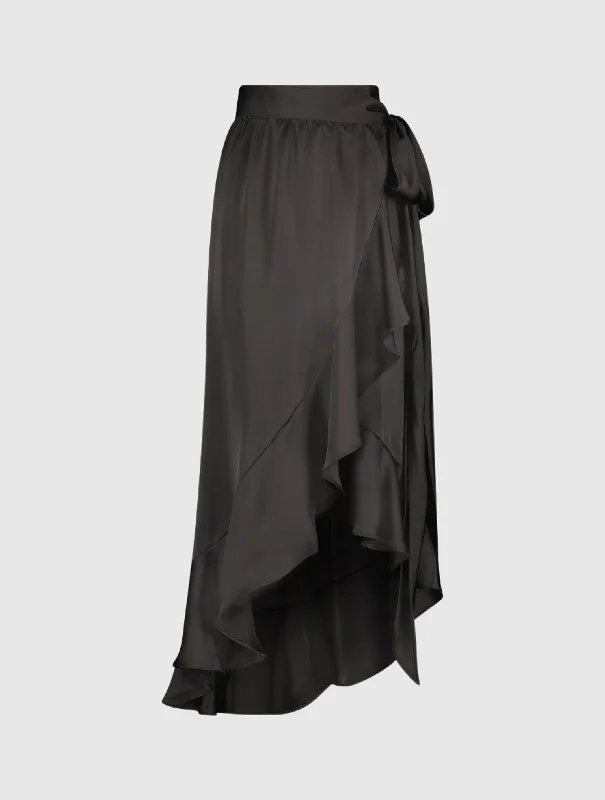 Satin Hi-Low Evening Wrap Skirt-Final Sale