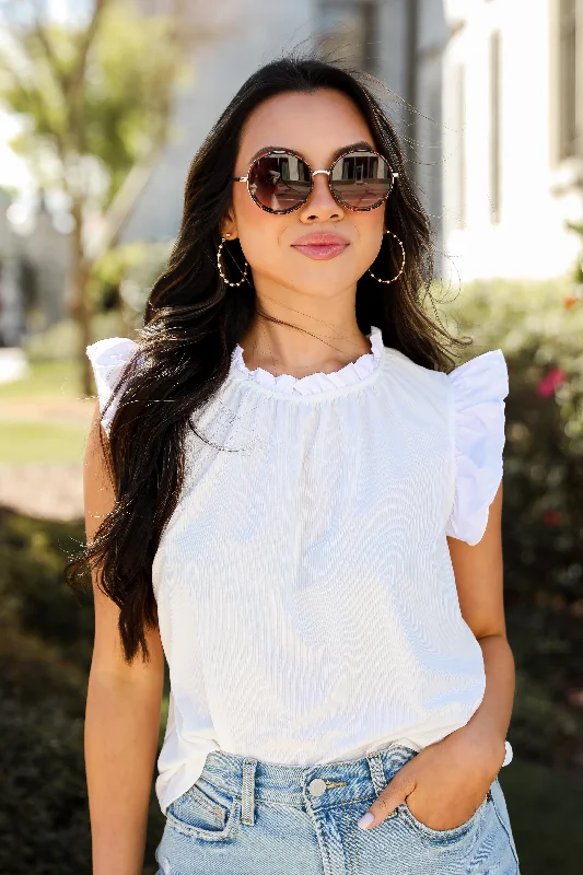 FINAL SALE - Send Love White Ruffle Sleeve Blouse