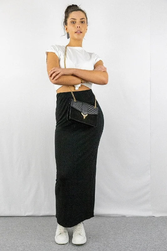 Signage Pencil Maxi Skirt In Black