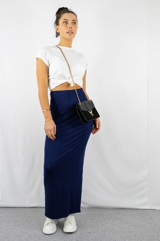 Signage Pencil Maxi Skirt In Navy