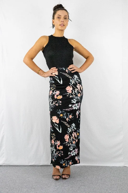 Signage Pencil Maxi Skirt In Pink Floral Print