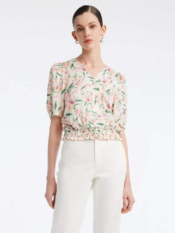 Silk Floral Loose Women Blouse