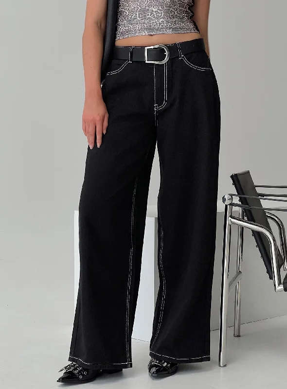 Naylor Wide Leg Jeans Mid Black