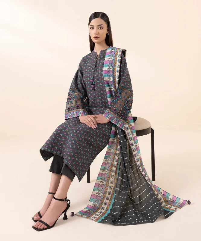 3 Piece - Embroidered Khaddar Suit