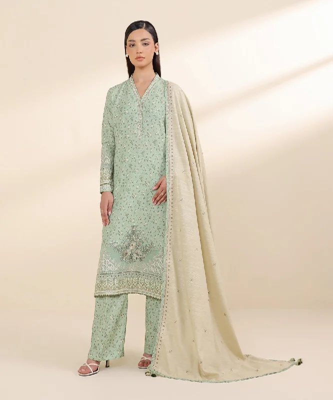 3 Piece - Embroidered Khaddar Suit