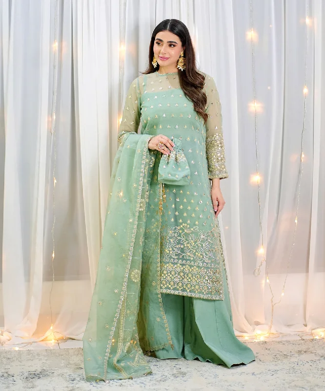 3 Piece -  Embroidered Organza Suit