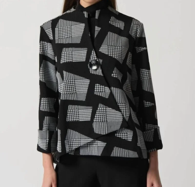 Casual Geometric Shirt In Black White