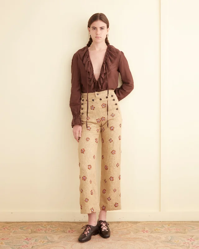 Embroidered Waxflower Trousers