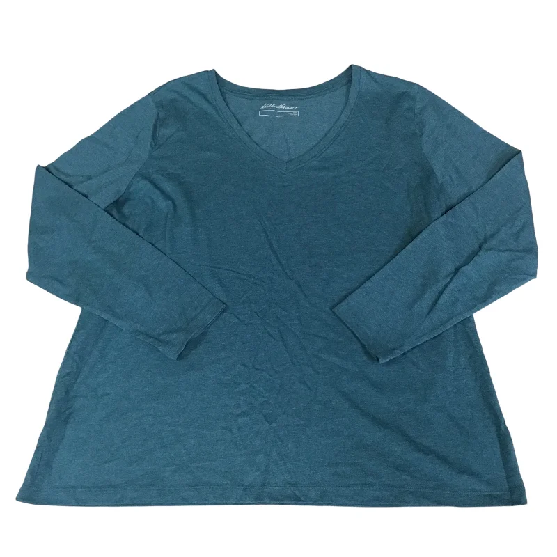 Top Long Sleeve Basic By Eddie Bauer In Teal, Size: 2x