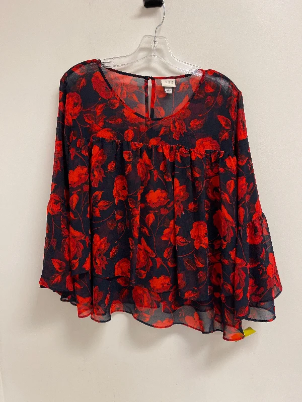 Top Long Sleeve By A New Day In Blue & Red, Size: L