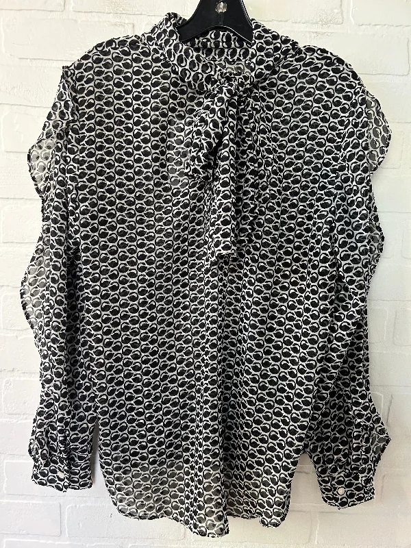 Top Long Sleeve By Ann Taylor In Black & White, Size: M