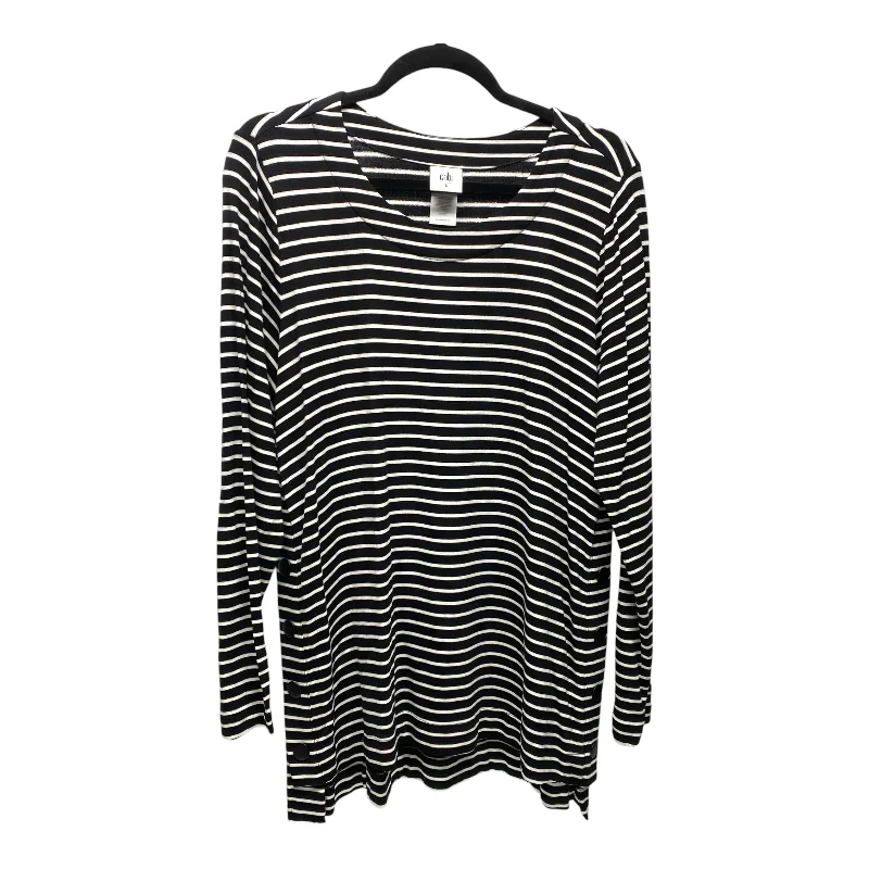 Top Long Sleeve By Cabi In Striped Pattern, Size: L