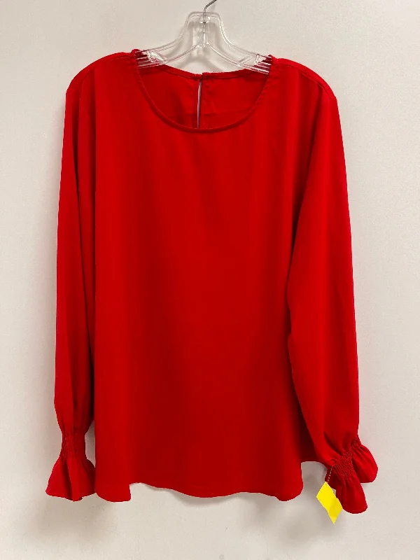 Top Long Sleeve By Clothes Mentor In Red, Size: 2x