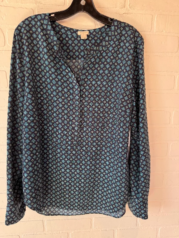 Top Long Sleeve By J. Crew In Blue & Brown, Size: L