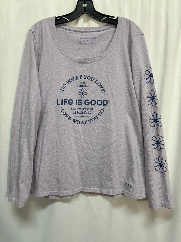 Top Long Sleeve By Life Is Good In Purple, Size: L