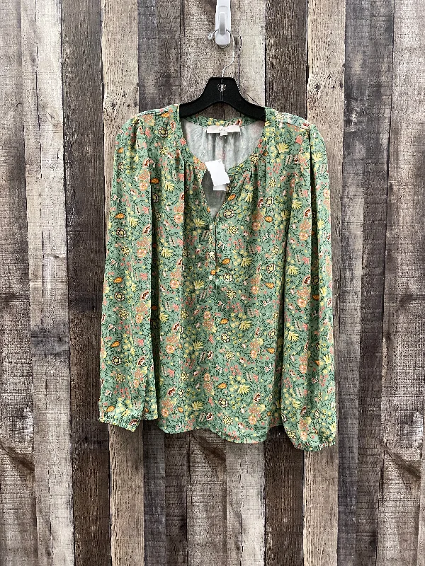 Top Long Sleeve By Loft In Floral Print, Size: L