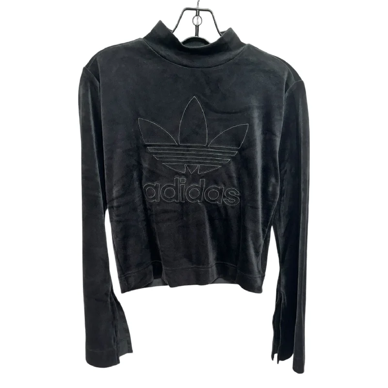 Velvet Split Sleeve Top Long Sleeve By Adidas In Black, Size: Xs