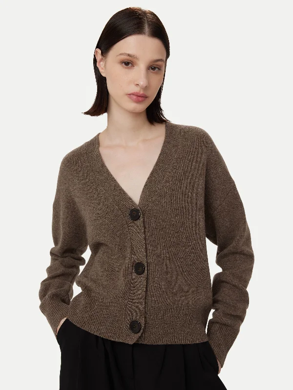 The Yak Wool Cardigan in Dark Taupe