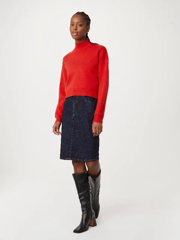 The Compact Mockneck Sweater in Bright Red