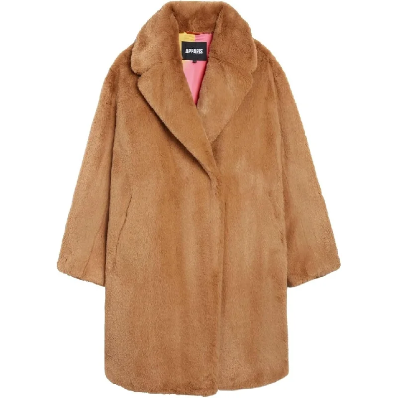 Apparis Women's Stella Faux Fur 3/4 Coat, Biscuit Brown