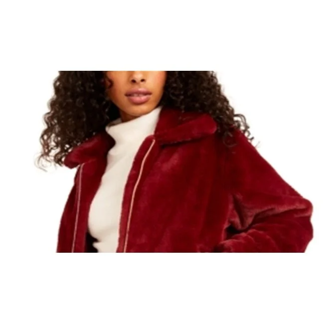 Say What Junior's Faux Jacket Burgundy- Size Small