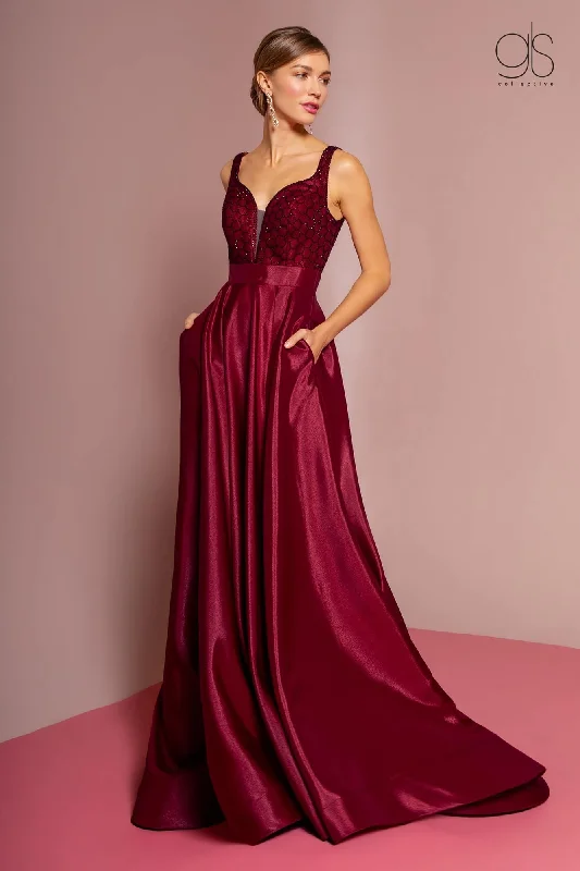 Prom Long Formal Evening Dress with Pockets