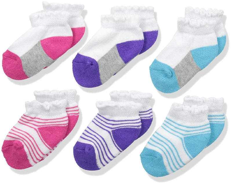 Fruit of the Loom Girl`s Infant/Toddler Core 6 Pack Low Cut Socks